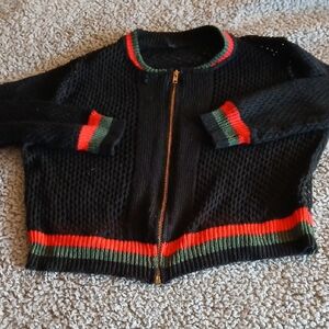 Stylish Black Kids Jacket with Red and Green Accents